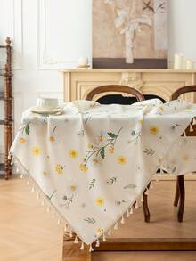 MineLain 1 buah Taplak Meja Persegi Panjang Motif Bunga Daisy Gaya Pastoral, Dekorasi Rumbai Beige, Taplak Meja Makan Rumah, Cocok Untuk Dapur Keluarga, Ruang Makan, Pesta Makan Malam, Piknik Berkemah, Kencan, Pernikahan, Dekorasi Pesta Tema Luar Ruangan, Penggunaan Dalam dan Luar Ruangan, Dekorasi Musim Semi dan Musim Panas - MultiWarna - View 10