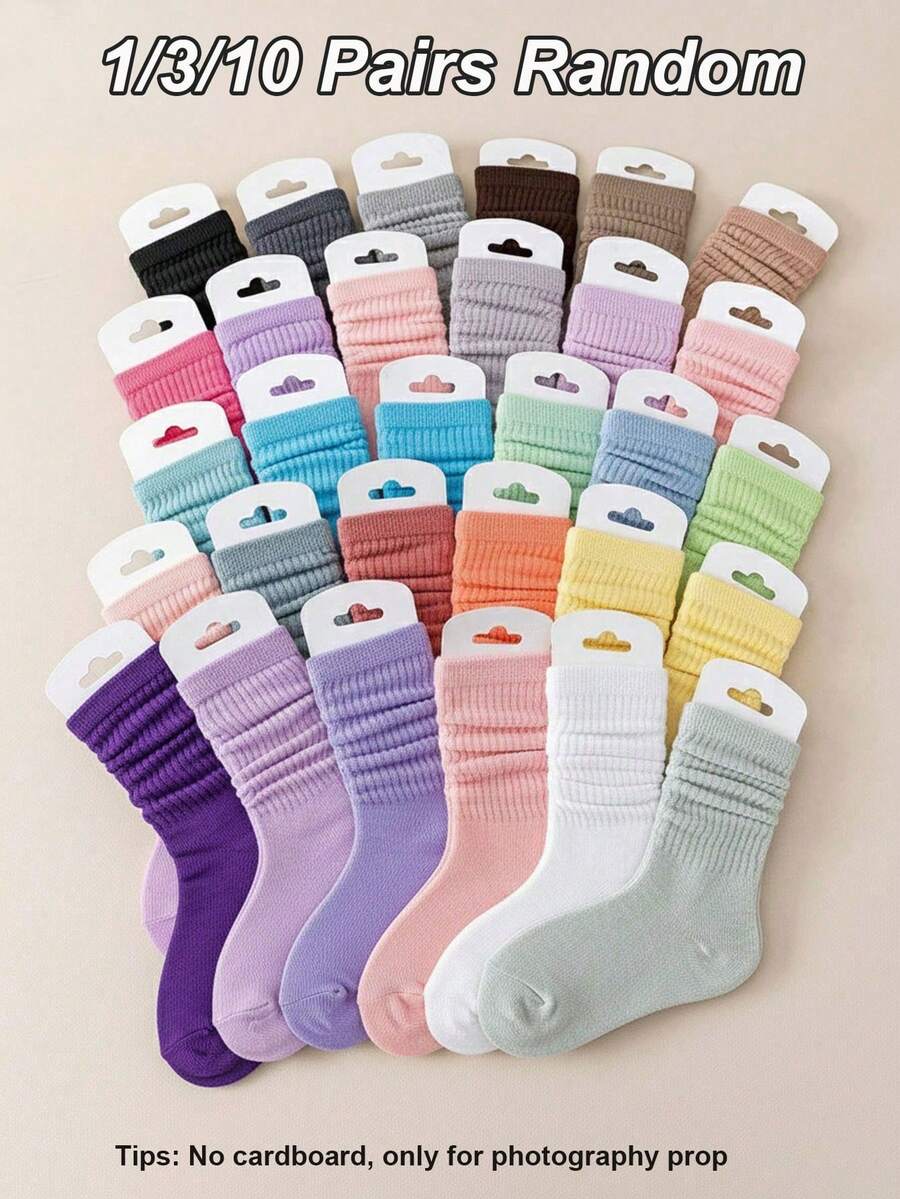 1/3/10 Pairs Random Color Crinkle Slouch Socks, Bulk Pack Children ...