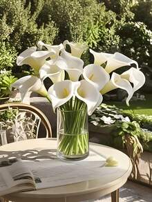 20pcs White Artificial Flowers, Silk Calla Lilies, 34cm Length, Suitable For Mother's Day, Easter, Home, Kitchen, Wedding Decoration - Ideal For Wedding Decor, Bridal Backdrop Props, Bouquets, Corsages, Wrist Flowers, Wedding Arches, Party Decoration, Gift Decoration, Restaurant Centerpieces - White - View 5