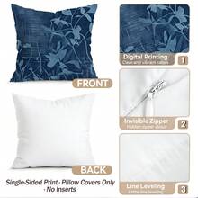 4pcs/1pc Blue Textured Abstract Pattern Pillow Covers, Without Inserts, Single-Sided Printed Pillow Covers, Suitable For Living Room Bedroom Home Decor, All Season Pillow Covers - Multicolor - View 4