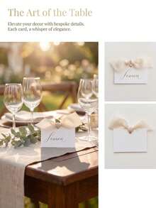 Table Numbers For Wedding,10/20 Personalized Wedding Name Place Cards, Small Table Cards With White Ribbons, Customizable With Multiple Names, Suitable For Weddings, Valentine's Day, Dining, And Dinner Parties. - Multicolor - View 6