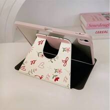 1pc Cream Base Ditsy Red Tiny Flower Bow Hollow Heart Minimal Tablet Case,Multi-Angle Magnetic Stand Cover With Auto Sleep/Wake Function,Compatible With IPad PRO/AIR, Compatible With SAMSUNG,Compatible With XIAOMI Pad 5/6/7,Compatible With Oppo Pad,Compatible With Huawei Matepad,Compatible With Vivo Pad,Compatible With Honor Pad,Compatible With Lenovo Xiaoxin Pad - Multicolor - View 5