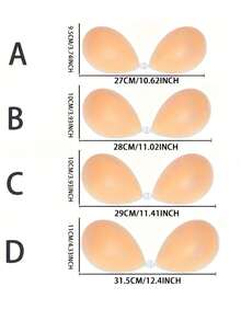 1/2/3 Pairs Women's Ultra-Strong Adhesive Silicone Invisible Bra, Bridal Bra, Reusable Summer Dress/Camisole Bra - Apricot - View 3