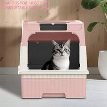 Enclosed Litter Box With Front Entry Top Exit Design, Anti Tracking & Odor Control Covered Litter Pan, Pull-Out Design, Easy Clean Litter Box For Indoor Cats,Cat Stuff,Cat Accesorries,Cat Supplies,Pet Supplies,Kitten Stuff,Halloween - L - View 7