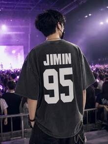 100% Cotton Men's And Women's Universal Style Vintage Washed T-Shirt  Retro World Tour 2026 Concert K-Pop Bangtan Fan Gift - 黑色 - 查看 4