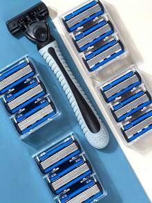 Premium 6-Blade Men's Razor With Non-Slip Ergonomic Handle, Durable Stainless Steel Blades, Smooth Close Shave, Multi-Combination Replacement Blades, Hypoallergenic, Precise Shaving, Essential Beard Trimming Tool, Men's Must-Have Razor, Easy To Clean - 6 Replacement Blades + 1 Tool Holder - View 13