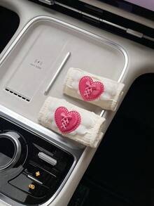 1/2PCS Acrylic Heart Bow Puff Cotton Car Door Handle Cover, Universal Interior Door Handle Protector Decoration - Multicolor - View 15