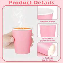 Soft Nude Pink Thickened Tea Paper Cups, High-Density Laminated Leak-Proof, Suitable For Cold And Hot Drinks, Odorless And For Beverage Contact. Ideal For Coffee Shops, Dessert Shops, Home Gatherings, Stackable Storage Saves Space, Large Capacity Bulk Supply, Customizable Brand Logo Printing - Pink - View 8
