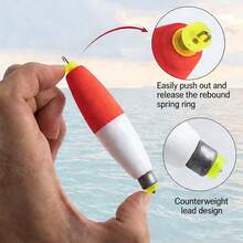 5pcs High Sensitivity Long Weighted EVA Fishing Floats, With Weighted Lead Nail Floats And Cigar Floats, Dual Lock Anti-Slip, Hard To Fall Off, Foam High Buoyancy, Bright Color, Cast Further, Suitable For Outdoor Saltwater And Freshwater Fishing - Multicolor - View 5