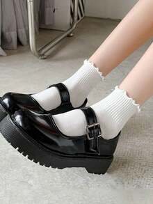 3 Pairs Japanese Sweet Style Women's Ruffle Trim Short Socks - Multicolor - View 3