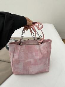 New Solid Color Luxury High-End Versatile Women's Shoulder Tote Bag - Pink - View 4