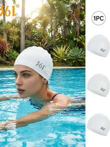 361degree 1pc 361° Ear Protection Waterproof Textured Silicone Swim Cap, High Elasticity Non-Slip Full Coverage Long Hair Swimming Cap, Unisex Adult Comfortable Bath Cap, Suitable For Pool Swimming, Beach Surfing And Water Sports - Multicolor - View 16