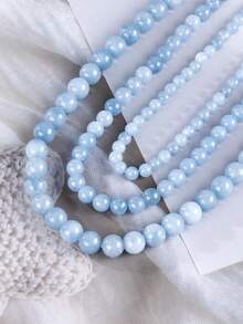 1 Strand Natural Stone Blue Aquamarine Loose Diy Beads For Diy Various Bracelets Jewelry Making Keychain Making Supplies 4 6 8 10mm - Baby Blue - View 8