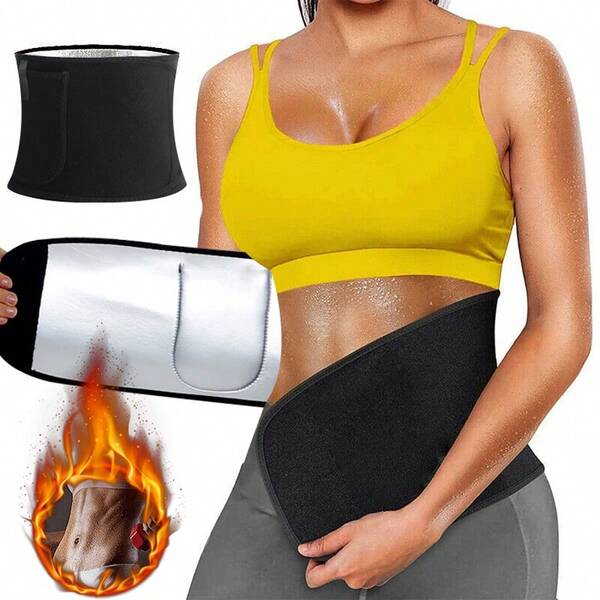 1pc Exercise Sweat Waist Training Belt, Compression Waist Trimmer Waist Trainer Sweat Band For Men Women, Home Gym Fitness Workout Body Shaper Weight Loss Slimming Belt (Fits Waist 25.6 ~ 39.3 Inches)