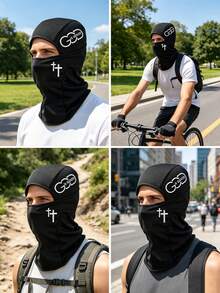 1/2件裝 黑白極簡十字字母圖案拉法帽，柔軟彈性全臉面罩，男女通用Y2K街頭風頭巾，適合休閒日常騎行與時尚搭配 - 彩色 - 查看 3