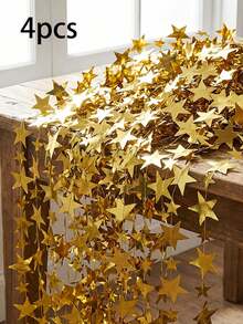 1/2/4/8pcs 4m Gold Star Tassel Hanging Decoration, Gold Star Garland Decor, Indoor/Outdoor Decoration, Garland, Stage Hanging Star, Back To School Season, Birthday Party, Proposal, Engagement, Anniversary, Bachelorette Party - Multicolor - View 12