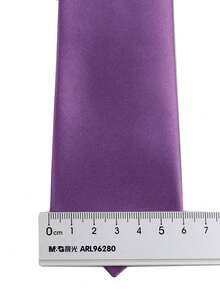 ZLQ&GOU 3 PCS Purple Satin Men's Tie Set, Includes Tie, Bow Tie, Pocket Square, Suitable For Wedding, Party, Formal Occasion, Gift - Purple - View 3