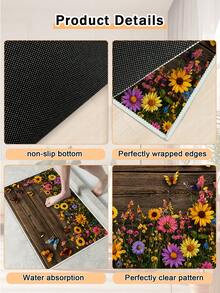 1pc Outdoor Non-Slip Patterned Floor Mat, Indoor Carpet, Bathroom Mat, Kitchen Mat, Decorative Rug, Multi-Functional Hallway Mat, Soft And Comfortable, Easy To Clean, Suitable For Indoor And Outdoor Entryways, Bedroom, Home Decor - Multicolor - View 10