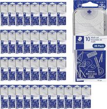 STAEDTLER 10-Piece Math Set With Metal Compass, 6" Ruler & Triangle Squares, 45° & 30/60° Set Squares, Alphabet Stencil - Measuring Tools - 10 Piece Set (Plastic Case) - View 8