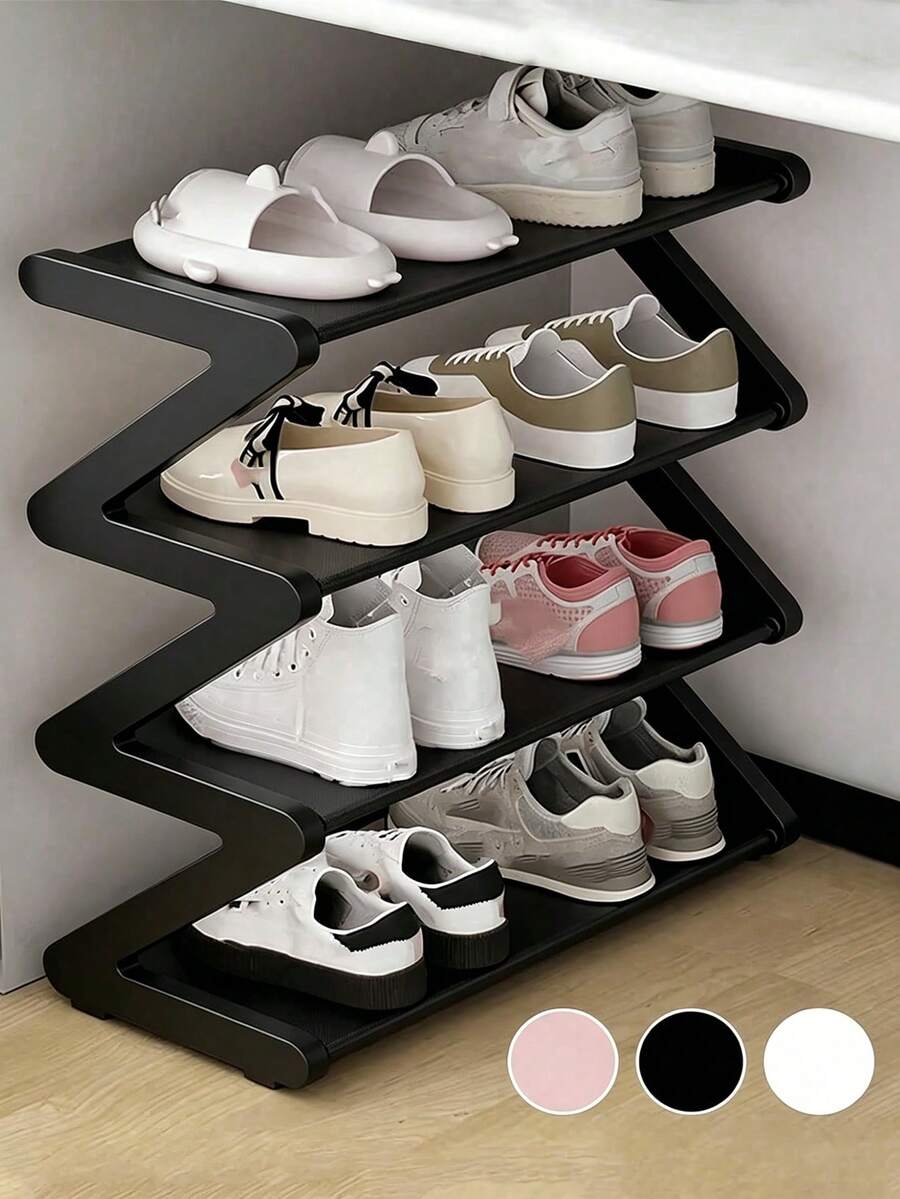 Estantería para zapatos en forma de Z de plástico, estante de almacenamiento de pie multifuncional de alta capacidad, organizador de pie fácil de montar, esencial para el hogar y el dormitorio, ahorra espacio, aplicable para la sala de estar y el dormitorio