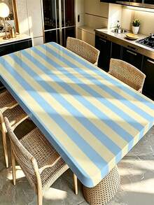 1pc Green Striped Tablecloth, Fresh American Country Style, Suitable For Kitchen, Dining Table, Coffee Table, Entryway, Party, Wedding, Birthday, Picnic, Home Decor, All Seasons - B - View 8
