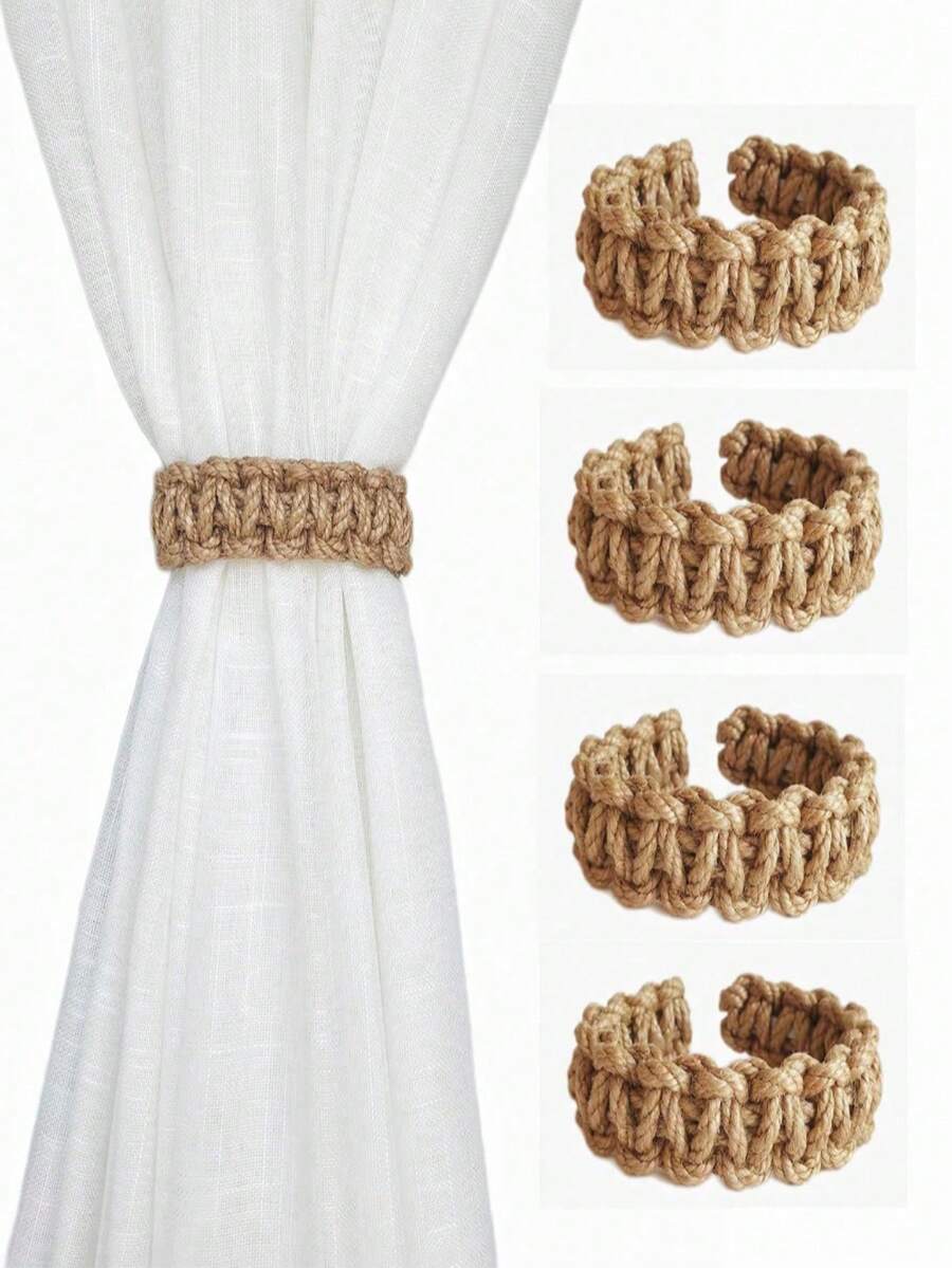 1/2/4pcs Curtain Tie Backs, Woven Curtain Ropes, Curtain Clips, Suitable For Bedroom, Living Room Home Decor - Multicolor - View 1