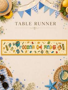 1pc-Back To School Table Runner And Placemats Set, Yellow Alphabet School Supplies Print Dining Decor, Farmhouse Kitchen Table Mats For Fall Classroom Party Home Decoration - Multicolor - View 17