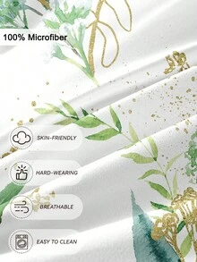 2/3件組葉花圖案被套組，超柔軟透氣高級微纖維四季床上用品，可機洗，防褪色/防起球/防縮水/防皺，適用單人/雙人/大號/特大號床，INS現代清新風，易打理，送禮佳品 - 彩色 - 查看 5