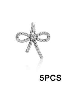 5pcs DIY Beaded Bracelet Accessories Ocean Vacation Style Rhinestone Pendant Starfish/Jellyfish/Moon Star/Bow/Rabbit Charms Jewelry For Women - Multicolor - View 10