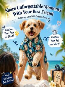 1pc Custom Pet Hawaiian Shirt For Dogs Personalized Photo Tropical Shirt Funny Pet Vacation Outfit For Small Medium Large Dogs Beach Party Holiday Travel Birthday Gift For Pet Lovers Puppy Cat Pattern Button Up Dog Clothes Costume Outfit - Multicolor - View 16