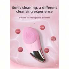 New Rechargeable Silicone Cleanser Electric Face Wash Instrument Introducer Mini Waterproof Ultrasonic Pore Cleaner - BR1020 Rechargeable Red - View 5