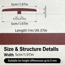 1pc 1m/39.37inch T-Shaped PVC Flooring Transition Strip - Easy Installation,Durable Threshold Seal For Hardwood & Laminate Floor - A - View 2