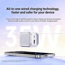 35W GaN 充电器，内置 Type-C 数据线，快充适配器，USB A+C 双端口墙式充电器，兼容 、手表、耳机、平板电脑、系列手机适配器 - 查看 7