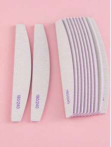 10/5/1pc Crescent-Shaped Professional Nail File 100/180 Grit Double-Sided Grey Nail Tool, Suitable For Acrylic Nails And Nail Extensions, Reusable Nail Polishing Block, Suitable For Salon And Home DIY Nail Care - Multicolor - View 1