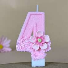 1pc Pure Pink Gradient Double Layer Flower Number Birthday Candle, Suitable For Birthday Party, Company Anniversary Celebration Theme Cake Decoration - View 8