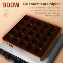 Maquina De Panqueques 25 Hoyos Antiadherente Con Control De Temperatura Calentamiento Rapido Para Hogar Y Negocios - Negro - Ver 7