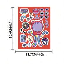 1套/8件 Gabby's Dollhouse 拼圖貼紙，卡通動畫，可愛拼圖玩具，裝飾貼紙，自黏式，新年禮物，情人節禮物，復活節禮物 - 彩色 - 查看 2