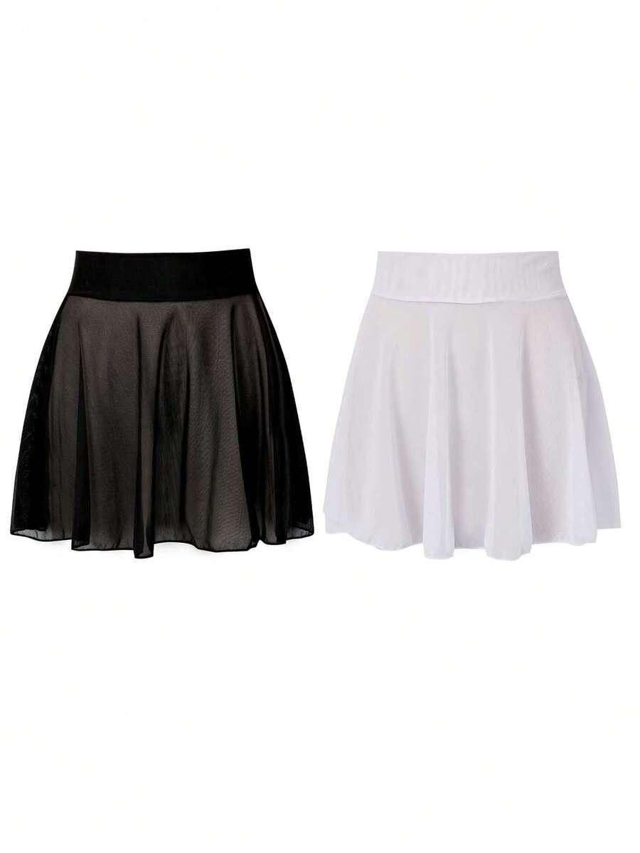 2 Paquetes de Cubre-Traje de Baño con Volantes para Playa de Verano - Blanco y Negro - Ver 1