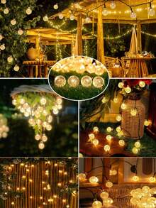 [Solar LED String Lights] Solar Powered LED String Lights, 20 LED Beads, 196.85" Bubble Globe Fairy Lights, Outdoor, For Garden Patio Decor, With Solar Battery Nickel Technology - Solar Bubble Ball - View 5