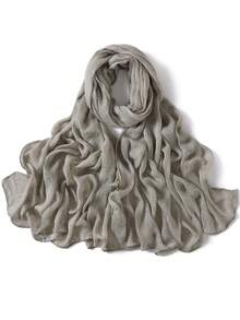 1pc Women's Solid Color Rolled Edge Pleated 100% Rayon Scarf, Fashion Casual Headscarf, Hijab - Multicolor - View 19