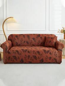 1pc Full Coverage Sofa Cover, Modern Style Polyester Fabric, Machine Washable, All Season Use - Brown - View 5