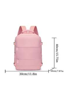 1 Solid Color Lightweight Backpack, Large Capacity Student Bag, Hiking Backpack, Portable Storage Travel Bag, Dual-Use For Commuting And Outdoor - Pink - View 6