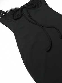 WOWDARK Women Summer Elegant Slim-Fit Lace Splice Camisole Dress, Strap Package-Up Dress, Festival Outfit, Party Evening Gown - 黑色 - 查看 8