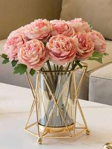1 pieza Florero de hierro de lujo, adecuado para sala de estar del hogar, decoración de boda, accesorio para cena a la luz de las velas en restaurante, decoración del hogar, florero, centro de mesa, decoración de mesa, boda, cumpleaños, decoración de habitación, decoración de dormitorio, decoración de boda, decoración de casa, artículos de decoración del hogar, suministros de decoración de habitación, decoración de dormitorio, adorno decorativo. Regalo del Día de la Madre - Multicolor - Ver 5