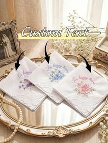 Customized Design Heat Transfer Wedding Handkerchief, Perfect Gift For Bride, Bachelorette Party And Graduation Ceremony - Multicolor - View 4