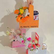 5pcs Coffee Handheld Flower Box, Milk Tea Takeout Box, Fresh Flower Packaging Box, Foldable Gift Box, Baking Cake Flower Box, Holiday Party Gift Packaging Bag - Gift Bags - View 10