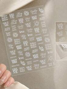 1 peça autocolantes para arte de unhas com letras inglesas, estilo moderno minimalista, decorações 5D fofas para unhas, essenciais para artistas de unhas, autocolantes simples feitos à mão, material DIY para unhas, presente perfeito para raparigas e mulheres - Multicolorido - Ver 4