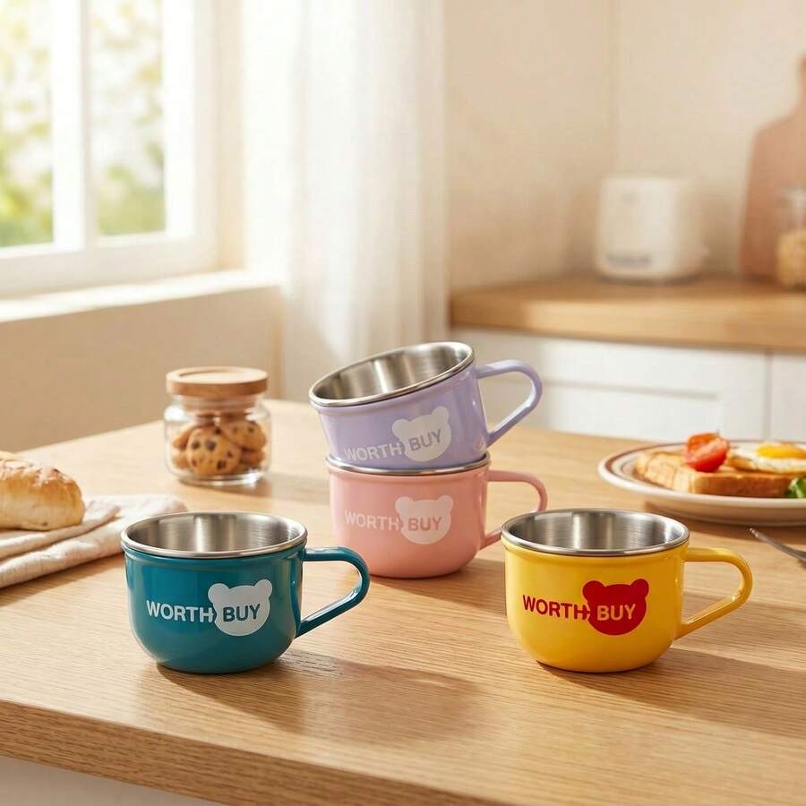 1 Stück 76/80ML 316 Edelstahl Kaffeebecher mit Griff, tragbarer Wasserbecher, isolierter Anti-Verbrühungs Trinkbecher, wiederverwendbarer Tee Milch Kaffeebecher, geeignet für Studenten und Erwachsene zur Verwendung in Schule, Büro, Reisen, Outdoor Camping, Picknick - Verschiedenfarbig - Übersicht 1