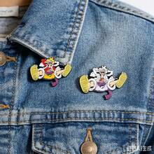 1pc One Piece Gear 5 Nika Luffy Enamel Pin Anime Monkey D Luffy Metal Lapel Brooch Backpack Hat Clothing Decor Collectible Fans Gift - Multicolor - View 6