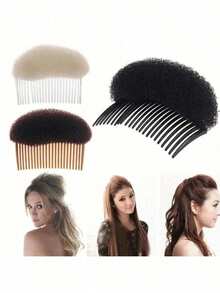 1/3pcs Volumizing Hair Combs, Invisible Hair Pads With Sponge Base, Hairstyle Styling Insert Clips Hairpins, Girls Women Hair Accessories - Multicolor - View 4